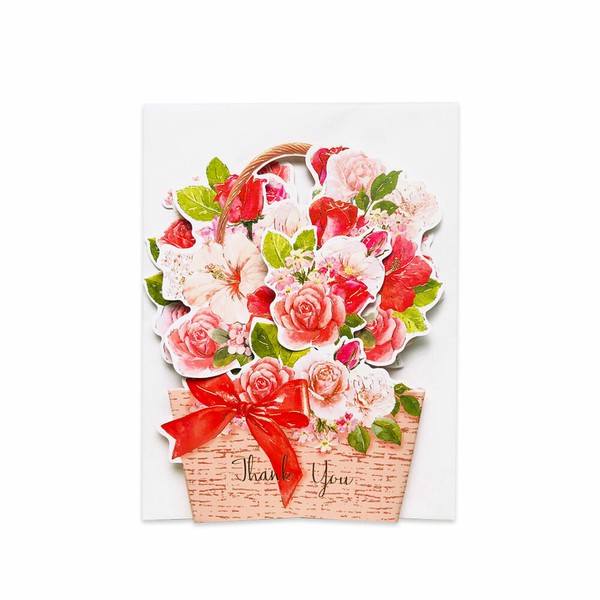 ポップアップお礼カード　白　花